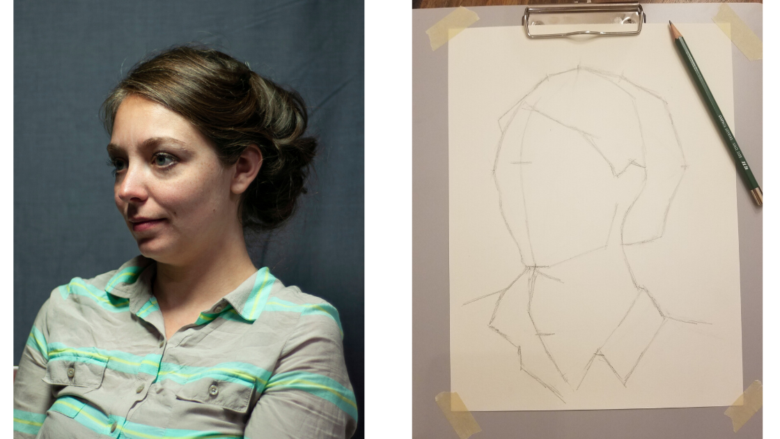 Block-in method for drawing a portrait